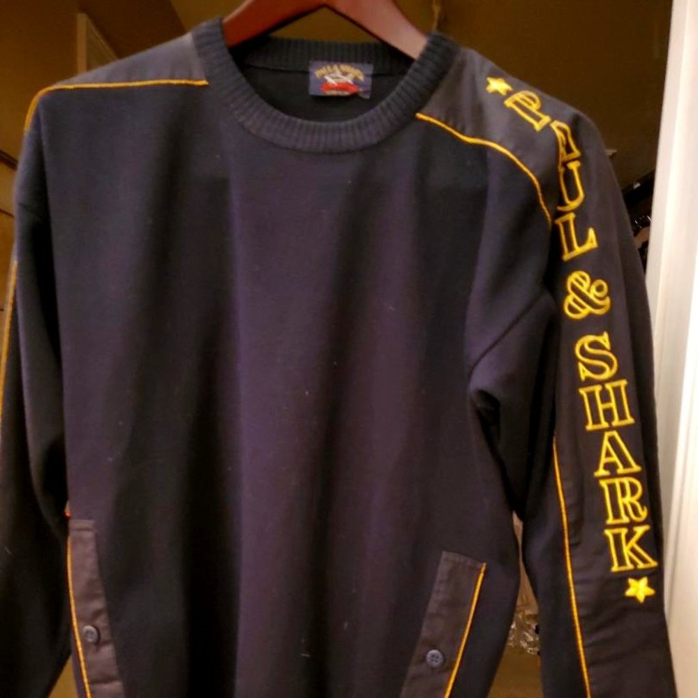 Paul&Shark Crewneck Sweater – Navy with Yellow Embroidery - Small